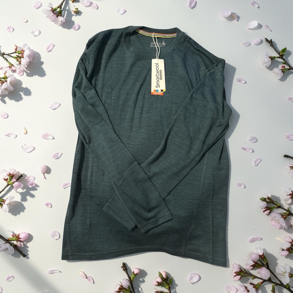 Smartwool Men's Merino Long Sleeve Base Layer Twilight Blue Heather Large